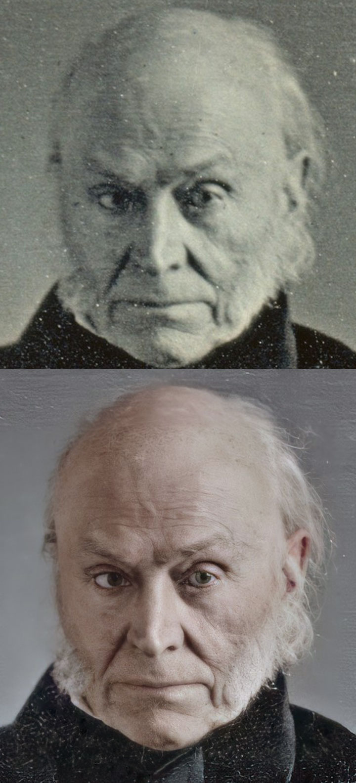 Up close view of the Philip Haas daguerreotype photograph of John Quincy Adams