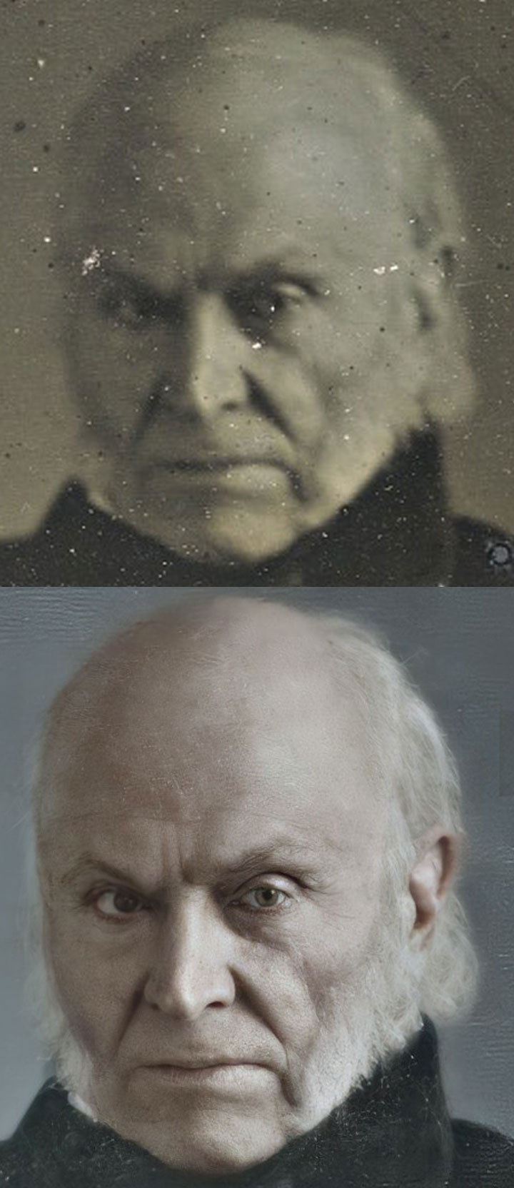 Up close view of the 2017 discovered Philip Haas daguerreotype of John Quincy Adams