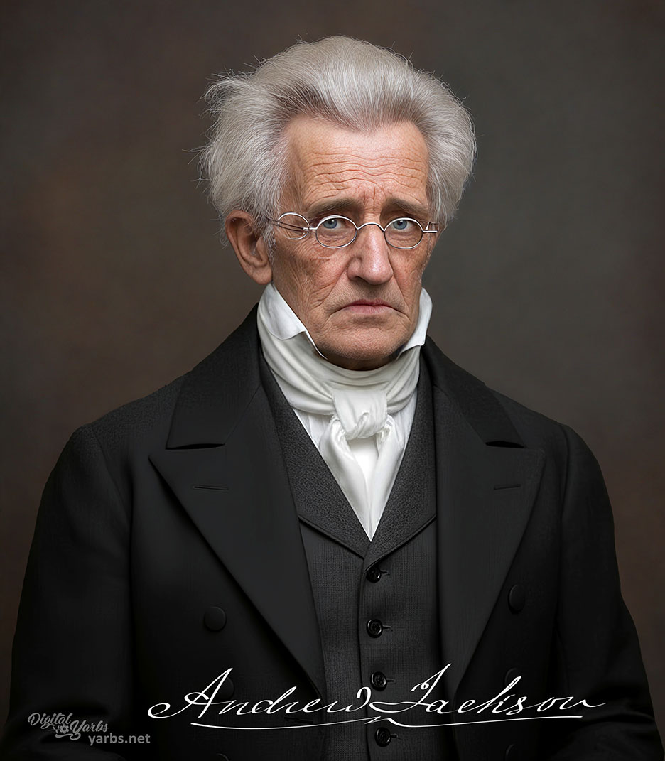 Colorized and Enhanced Daniel Adams' 1845 Daguerroetype of Andrew Jackson
