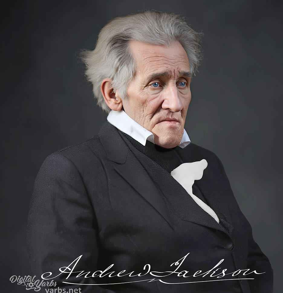 Colorized and Enhanced Anthony Edwards' 1845 Daguerroetype of Andrew Jackson