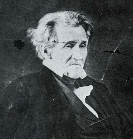 Close up view of Andrew Jackson, enhanced photograph