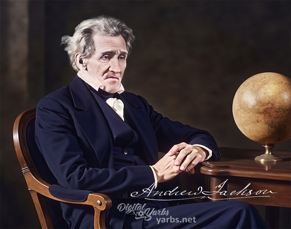 Close up view of Andrew Jackson, enhanced photograph
