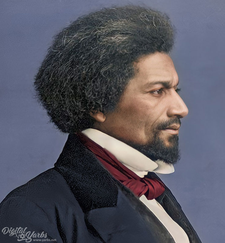 Close up view Frederick Douglass Colorized and AI Enhanced Daguerreotype