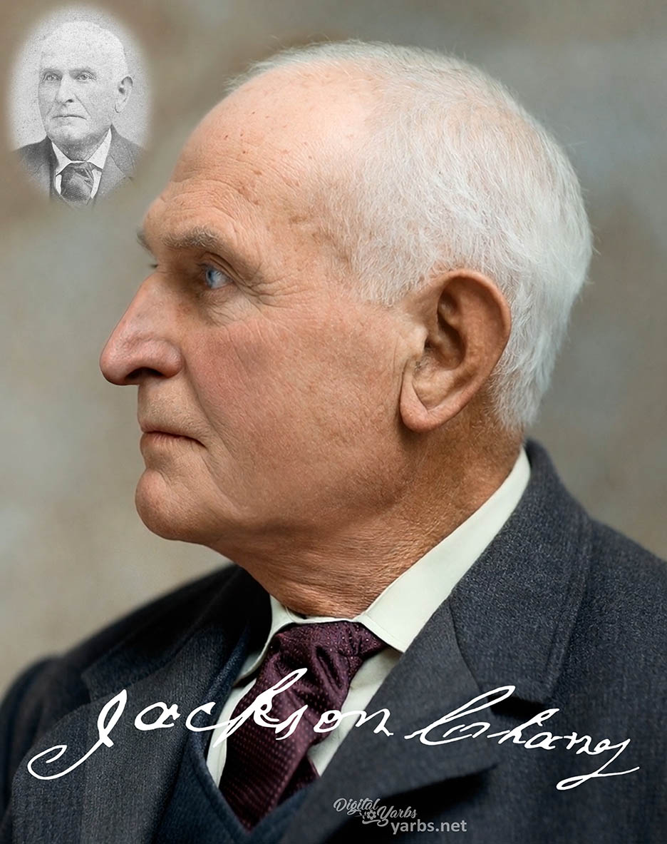 Profile view of Jackson Chaney created from a historical photograph.