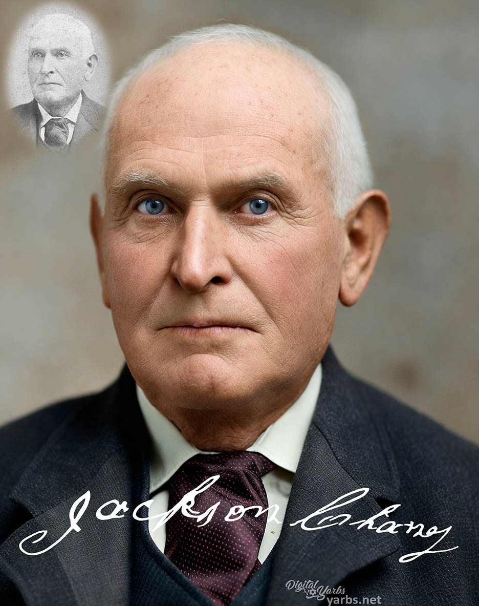 Front-facing colorized portrait of Jackson Chaney.