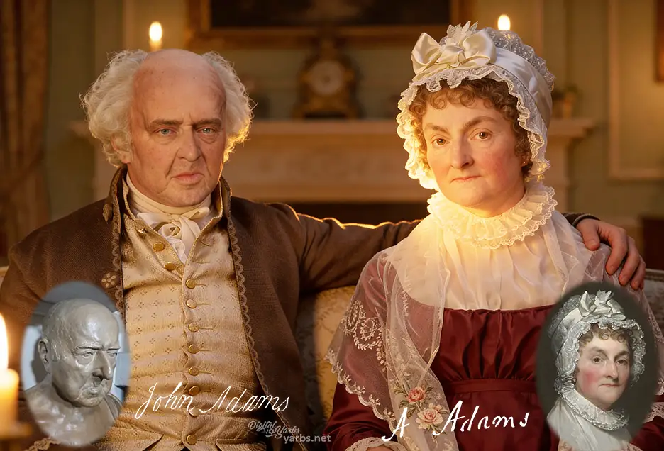 alt=Reconstruction of John Adams and Abigail Adams based on life mask and historical portraits