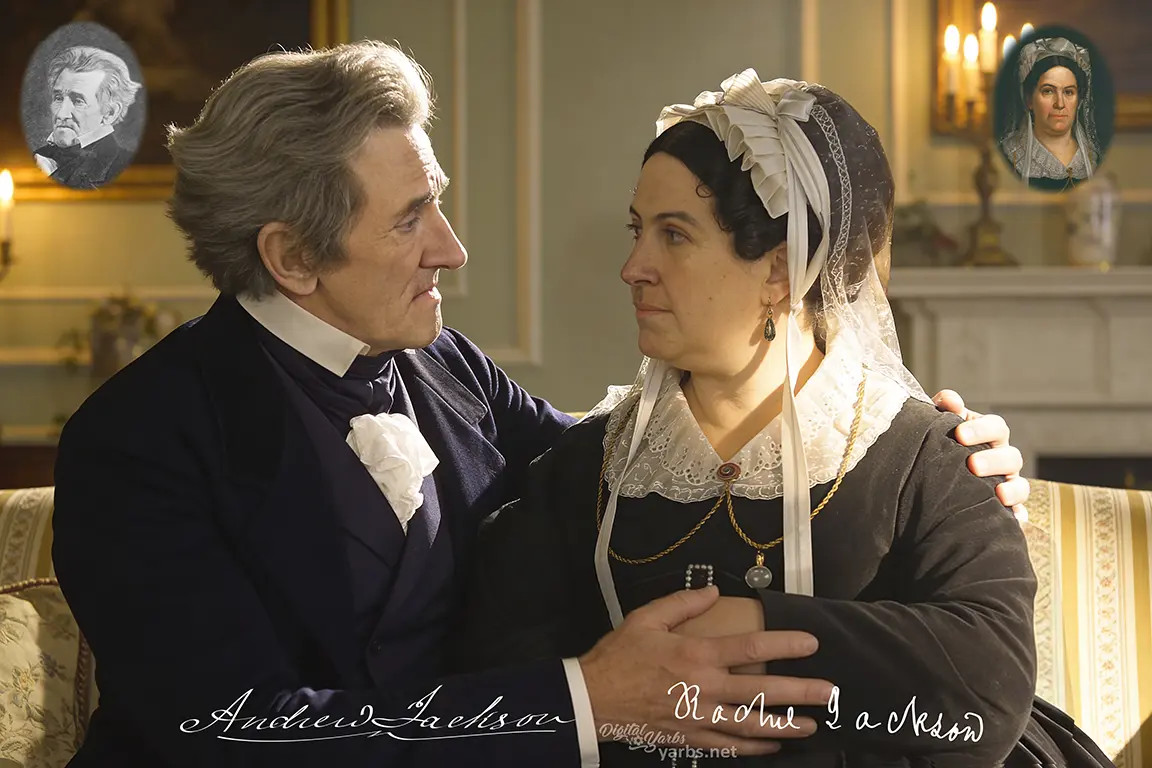 Andrew Jackson seated beside his wife Rachel Jackson, turning toward her with his arm around her.