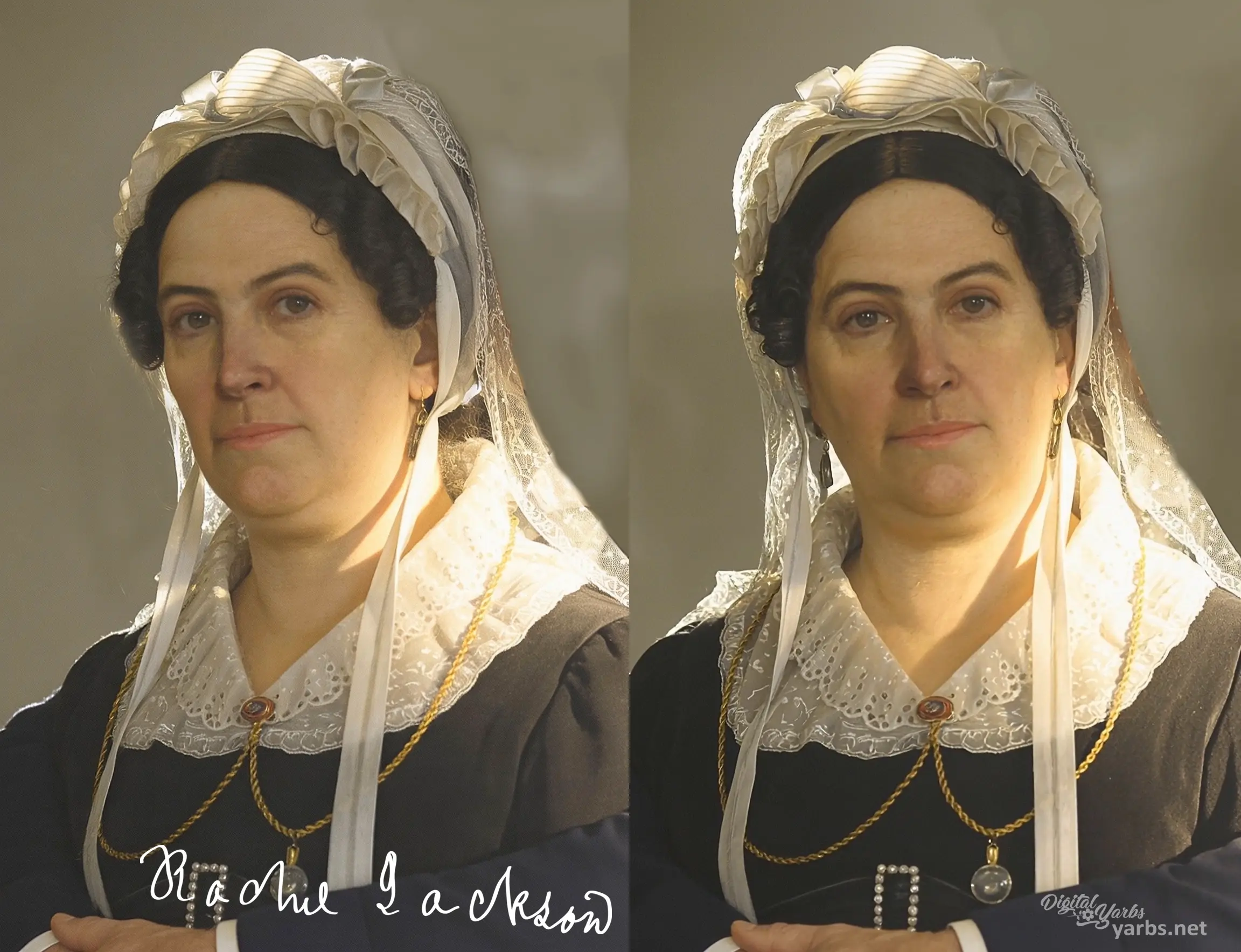 AI enhanced portrait of Rachel Jackson based on the painting by Ralph E. W. Earl.