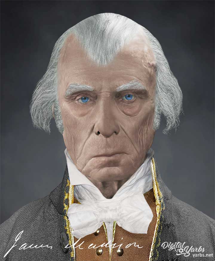 James Madison reconstructed life mask with Photoshop