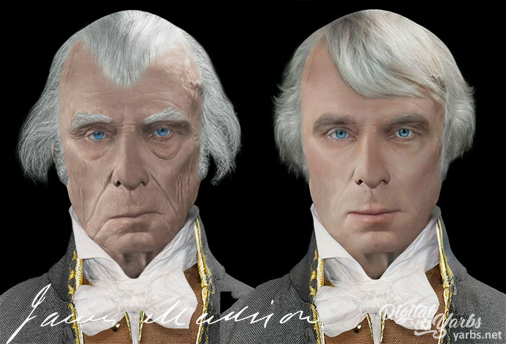 Side by side views of the reconstructed life masks of James Madison