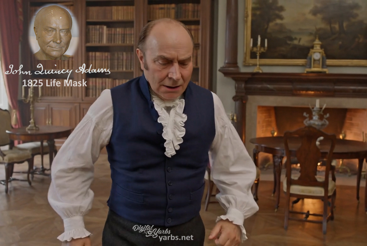 Fictional fight scene between Andrew Jackson and John Quincy Adams, featuring historically reconstructed likenesses based on Jackson's authentic daguerreotypes and Adams' 1825 life mask