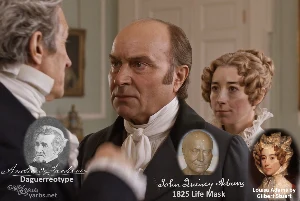 Fictional fight scene between Andrew Jackson and John Quincy Adams, featuring historically reconstructed likenesses based on Jackson's authentic daguerreotypes and Adams's 1825 life mask