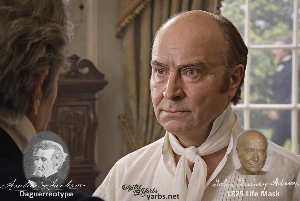 Fictional fight scene between Andrew Jackson and John Quincy Adams, featuring historically reconstructed likenesses based on Jackson's authentic daguerreotypes and Adams's 1825 life mask