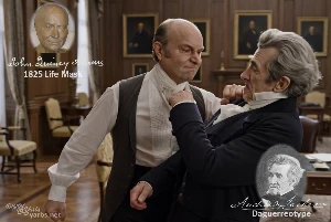 Fictional fight scene between Andrew Jackson and John Quincy Adams, featuring historically reconstructed likenesses based on Jackson's authentic daguerreotypes and Adams's 1825 life mask