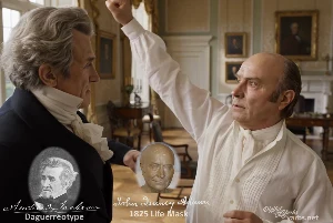 Fictional fight scene between Andrew Jackson and John Quincy Adams, featuring historically reconstructed likenesses based on Jackson's authentic daguerreotypes and Adams' 1825 life mask