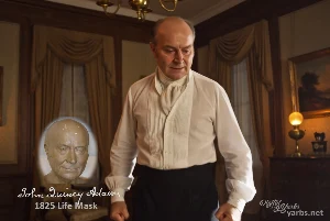 Fictional fight scene between Andrew Jackson and John Quincy Adams, featuring historically reconstructed likenesses based on Jackson's authentic daguerreotypes and Adams' 1825 life mask