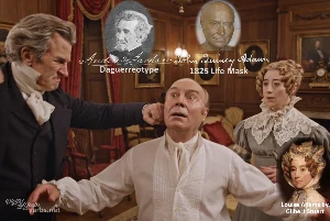 Fictional fight scene between Andrew Jackson and John Quincy Adams, featuring historically reconstructed likenesses based on Jackson's authentic daguerreotypes and Adams' 1825 life mask