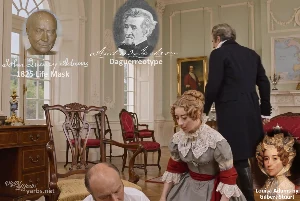 Fictional fight scene between Andrew Jackson and John Quincy Adams, featuring historically reconstructed likenesses based on Jackson's authentic daguerreotypes and Adams' 1825 life mask