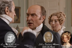 Fictional fight scene between Andrew Jackson and John Quincy Adams, featuring historically reconstructed likenesses based on Jackson's authentic daguerreotypes and Adams' 1825 life mask
