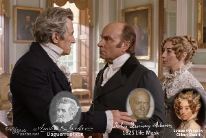 Fictional fight scene between Andrew Jackson and John Quincy Adams, featuring historically reconstructed likenesses based on Jackson's authentic daguerreotypes and Adams's 1825 life mask