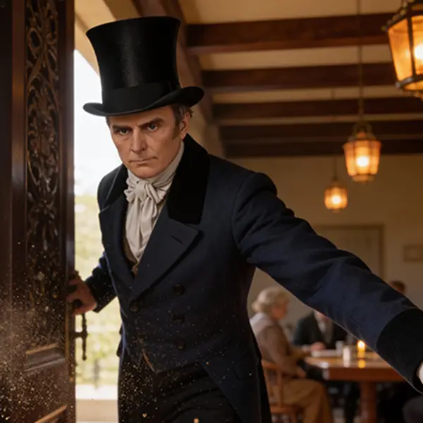 Daniel Webster walking into a tavern in 1831