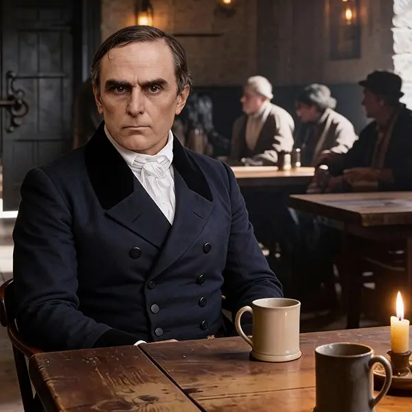 Daniel Webster walking into a tavern in 1831