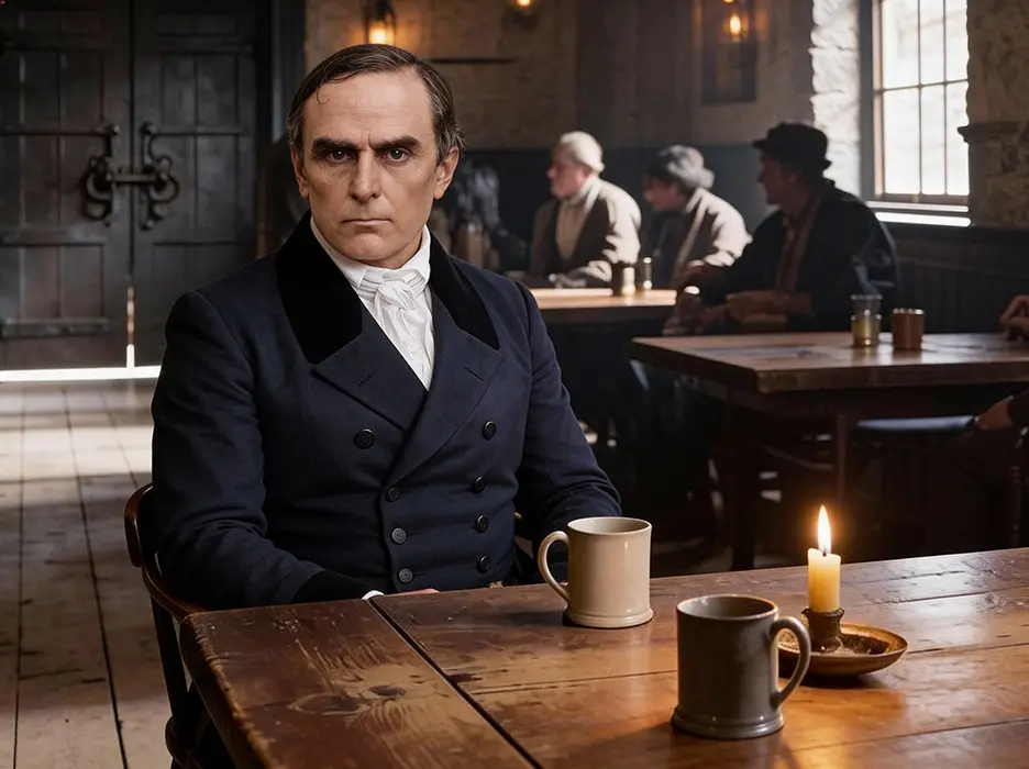 Daniel Webster sits at a table in a tavern in 1831, full resolution