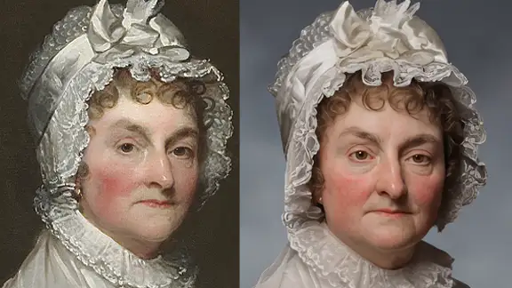 Abigail Adams before and after image enhancement