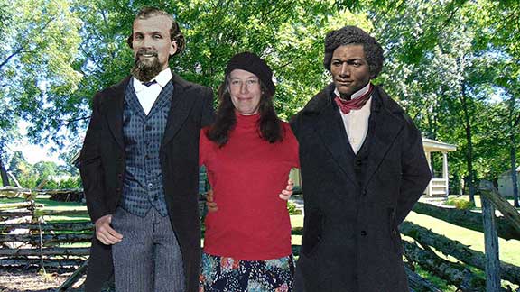 Nathan Bedford Forrest, Cheryl Daniel and Frederick Douglass Standing together
