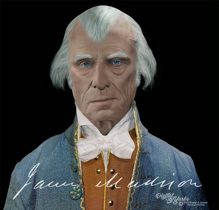 James Madison enhanced life mask reconstruction showing facial expression change.