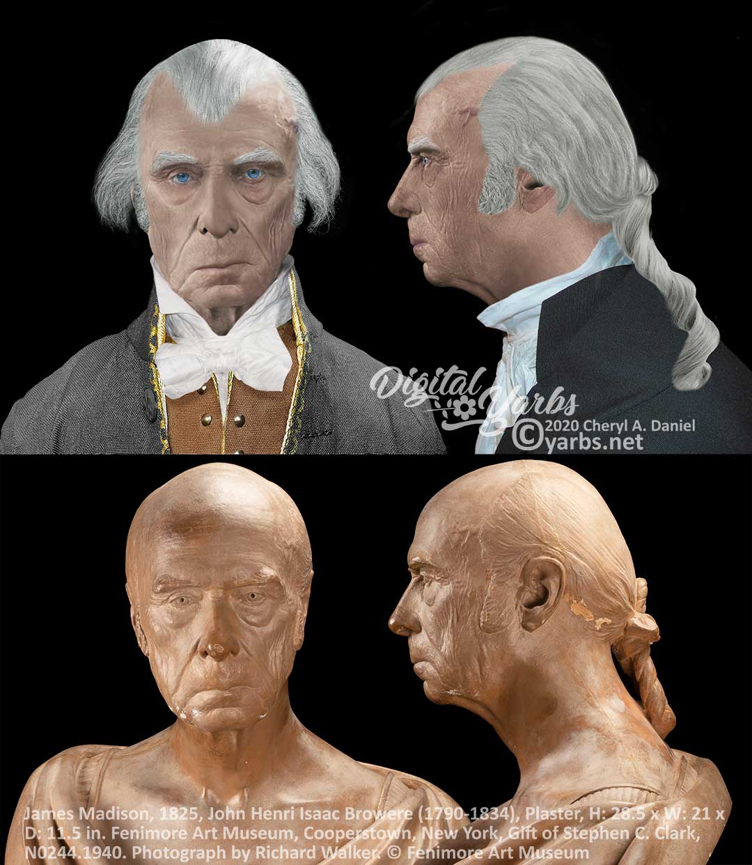 James Madison life mask facial reconstructions.