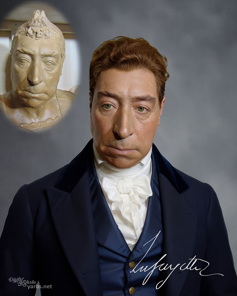 Marquis de Lafayette life mask reconstruction based on the 1825 Browere life mask