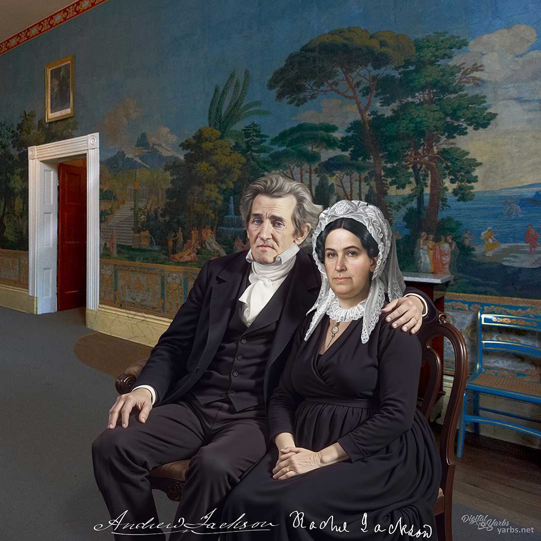 Andrew Jackson sitting with his Arm around Rachel Jackson at the Hermitage