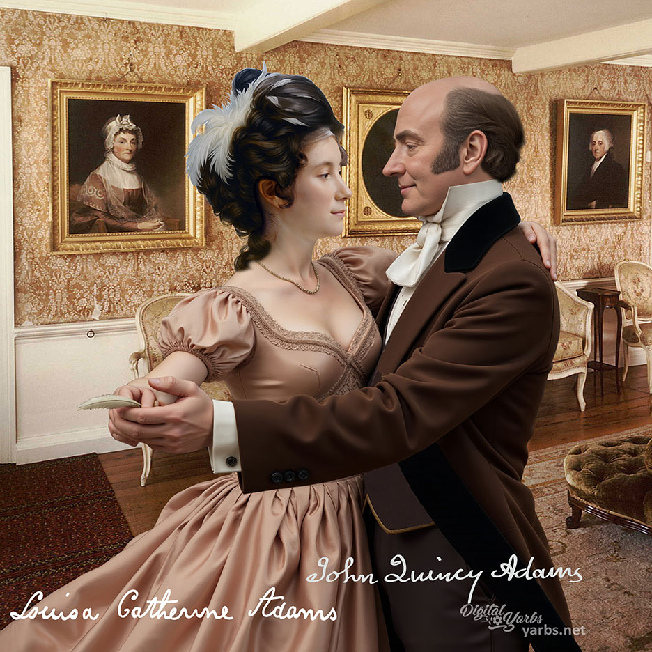 John Quincy Adams dancing with his wife Louisa Adams at Peacefield