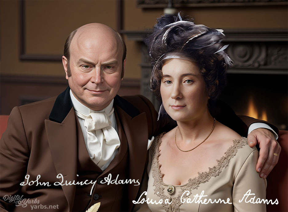 Close up view John Quincy Adams sitting with his wife Louisa Adams