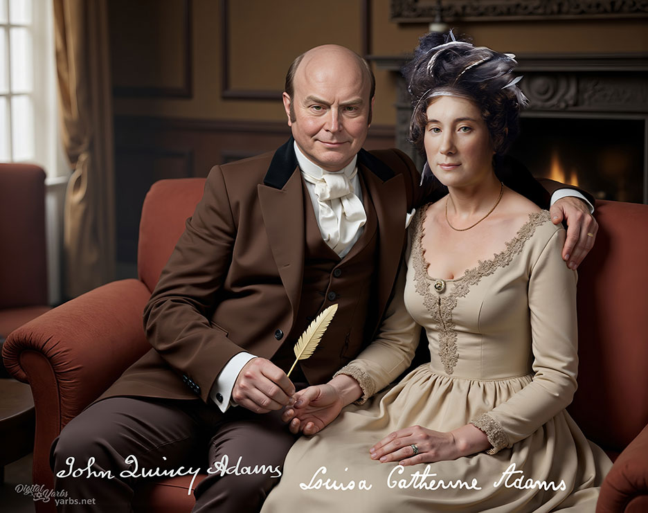 John Quincy Adams sitting with his wife Louisa Adams