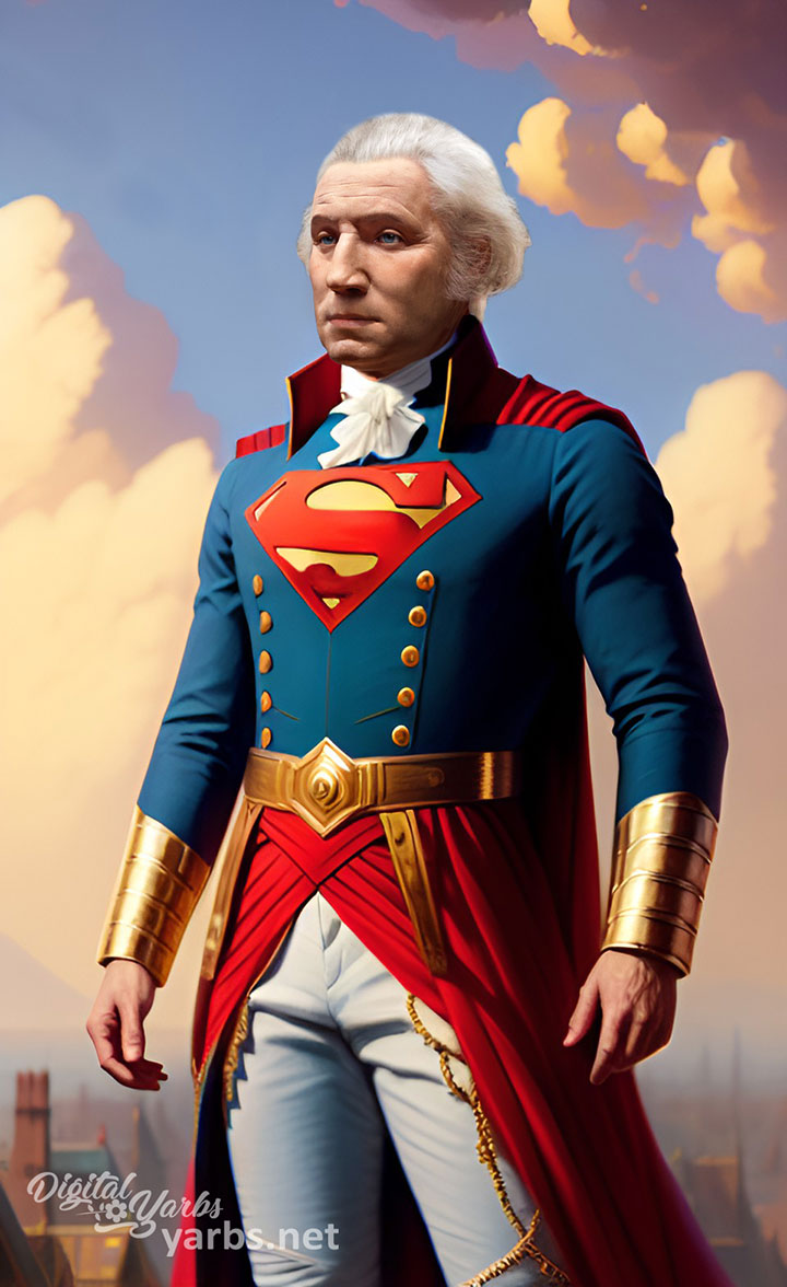 George Washington dressed as Superman