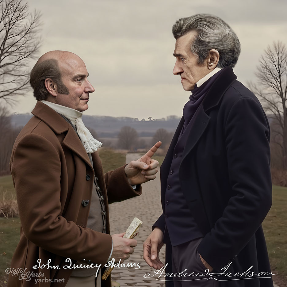 John Quincy Adams speaking with Andrew Jackson